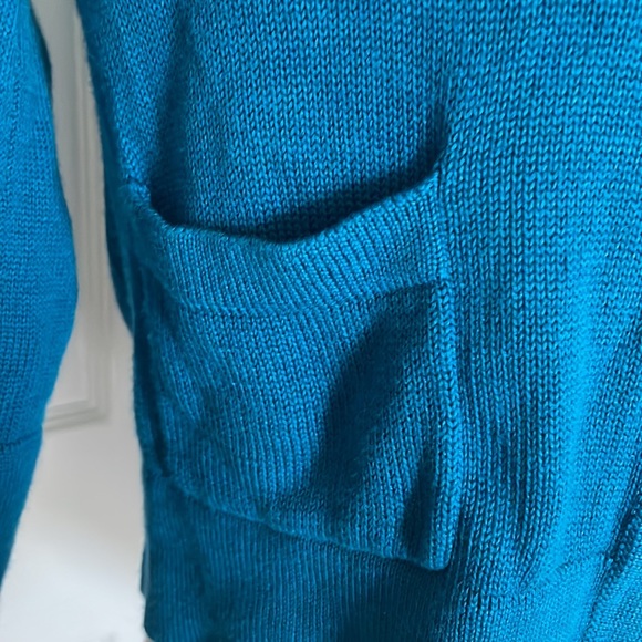 Fossil sweater crop cardigan buttons 3/4 sleeve teal cotton women’s size S - Picture 2 of 15